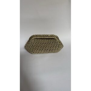 Crochet clutch w handle - Light Gold