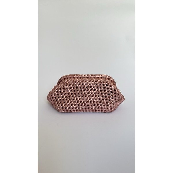 Crochet clutch - Rose Gold